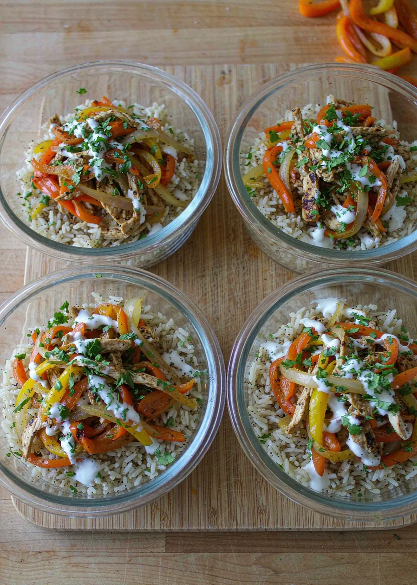Chicken fajita meal prep bowls