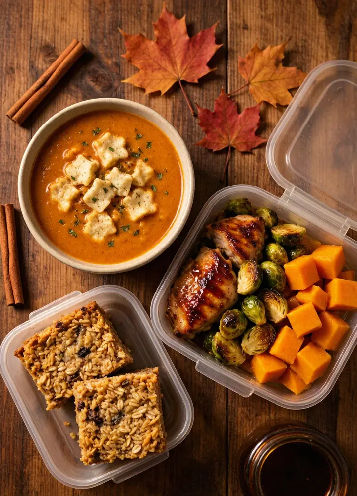 Fall meal prep with roasted vegetables and squash
