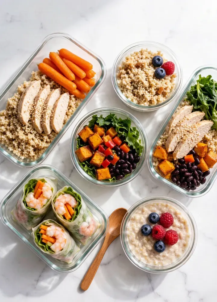 Gluten-free meal prep bowls with quinoa and roasted vegetables