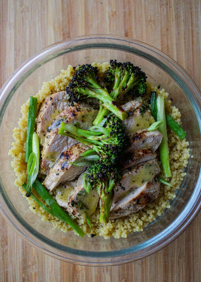 Grilled chicken quinoa lunch bowl