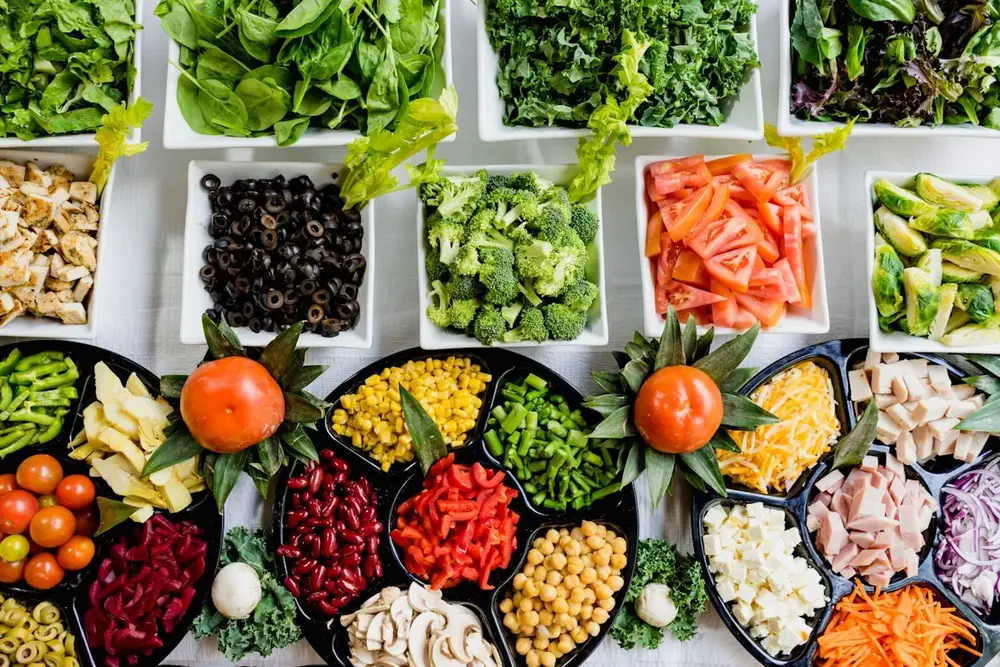 Healthy meal prep bowl with vegetables and grains