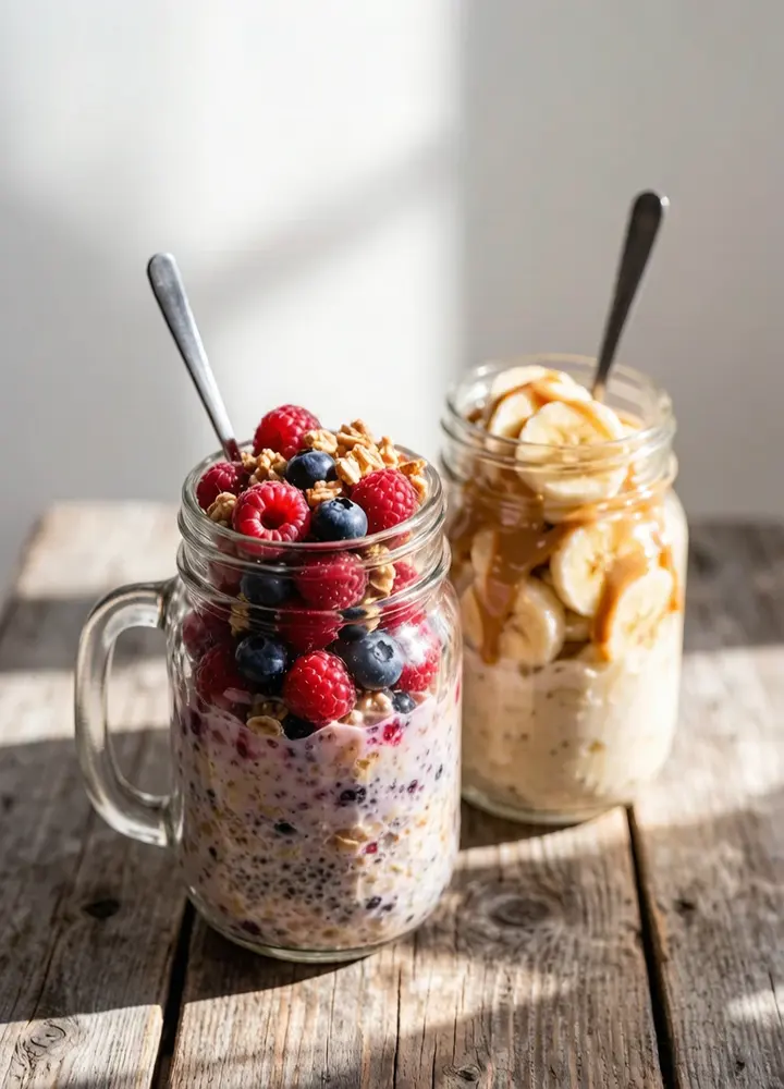Overnight oats breakfast jars